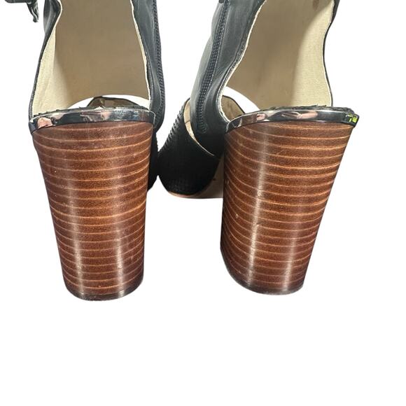 Louise et Cie Lo-Katlin Black Leather Heeled Sandals 8.5M Open Toe Bow Cutout - Picture 5 of 12